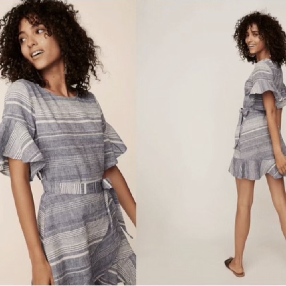 Express linen chambray wrap dress, size small